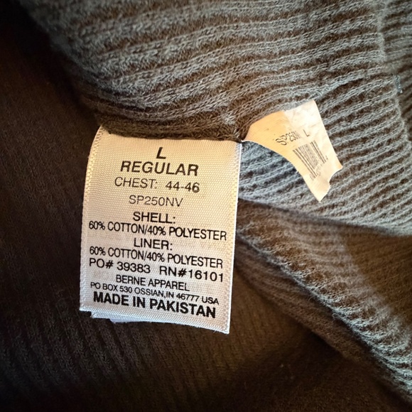 BERNE Men's Workwear Navy Pullover 1/4 Zip Sweat shirt, Size Large - Picture 15 of 16